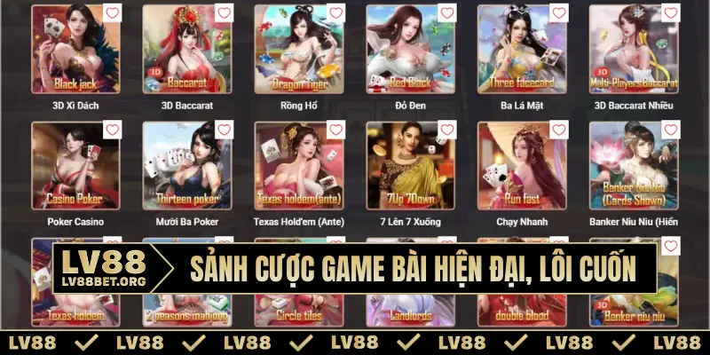 Sảnh cược game bài hiện đại, lôi cuốn